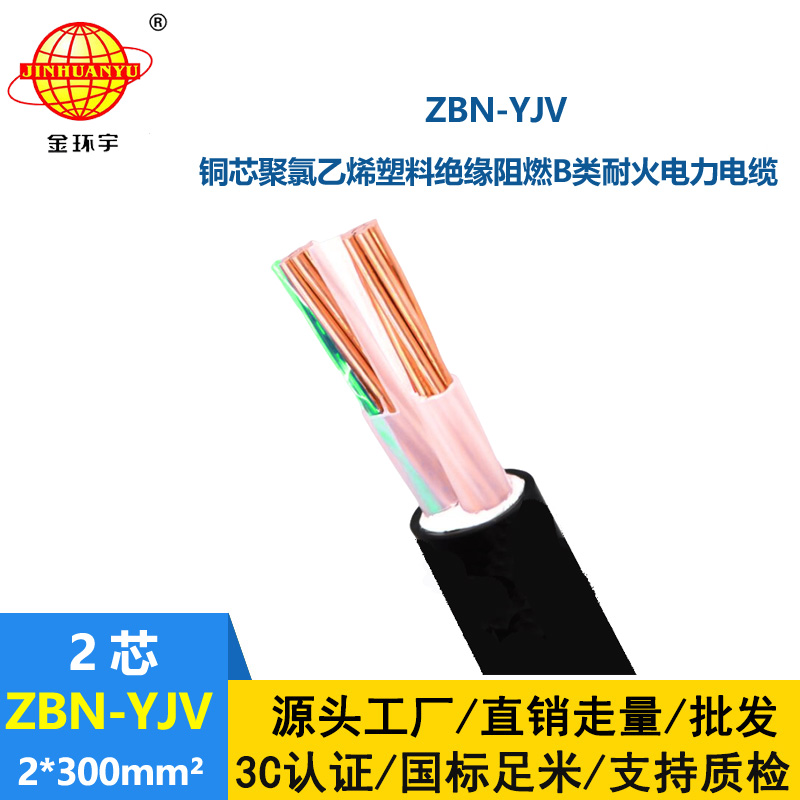 金环宇电线电缆 yjv多芯电缆ZBN-YJV 2X300平方  阻燃耐火yjv电缆