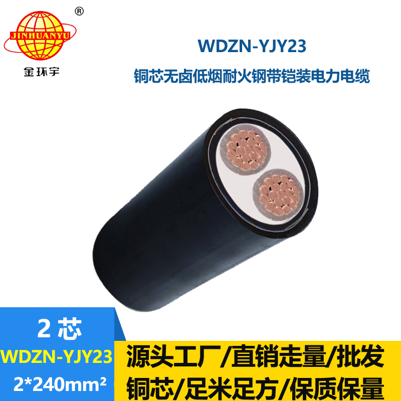 金环宇电线电缆 铠装电力电缆WDZN-YJY23-2X240 耐火低烟无卤电缆
