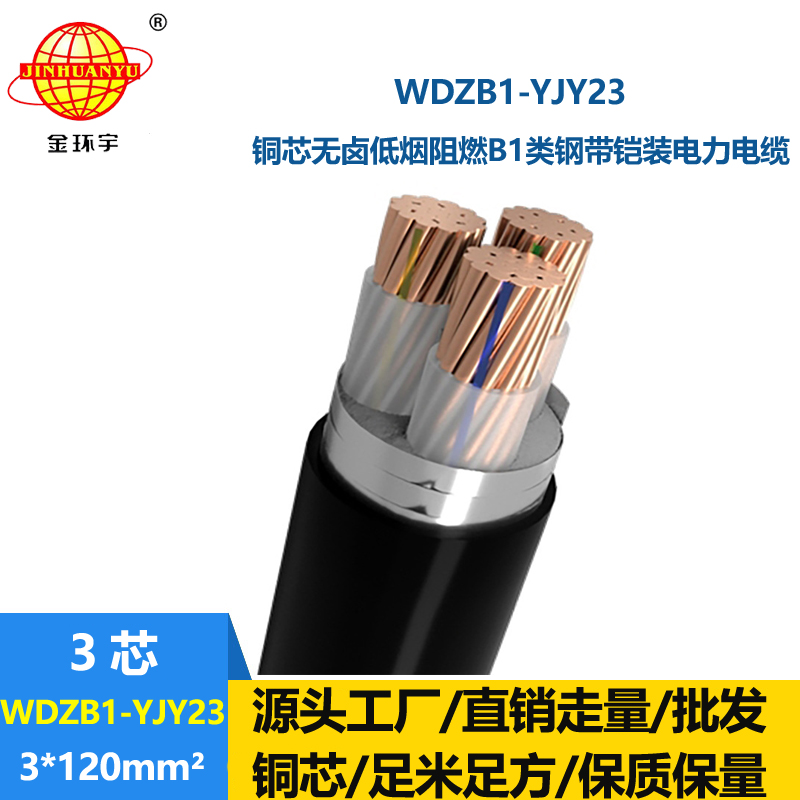 金环宇 低烟无卤阻燃电缆 WDZB1-YJY23-3X120平方 3芯