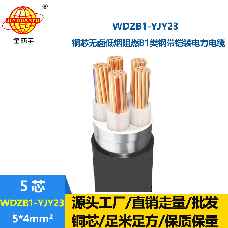 金环宇 电力电缆 无卤低烟阻燃电缆厂WDZB1-YJY23-5X4 铠装电缆